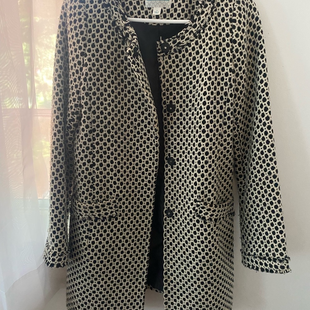 Pim + Larkin Black and Cream Polka Dot Blazer